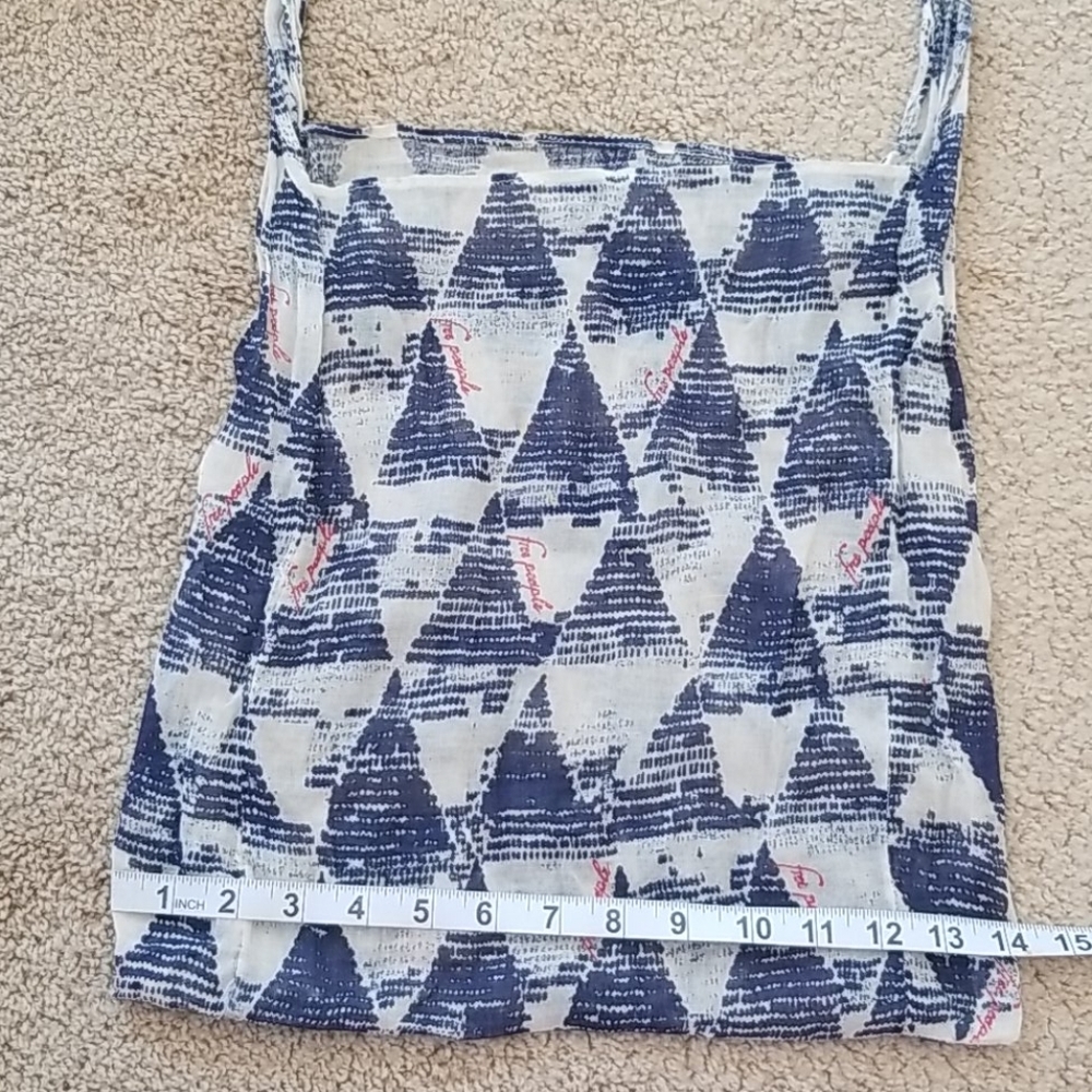 FREE PEOPLE People White/Blue Printed Cloth Bag - Picture 3 of 5